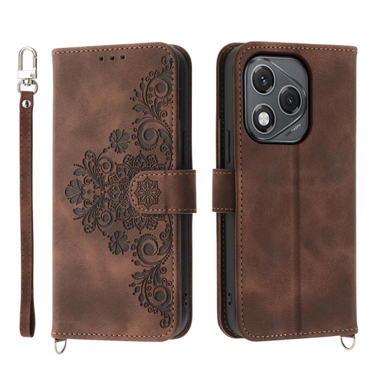 Skin Feel Flowers Embossed Wallet Leather Phone Case, For Honor 400 Lite Global, For Honor 400 Global 156.5mm, For Honor X8c 4G, For Honor X9c Global / Magic7 Lite