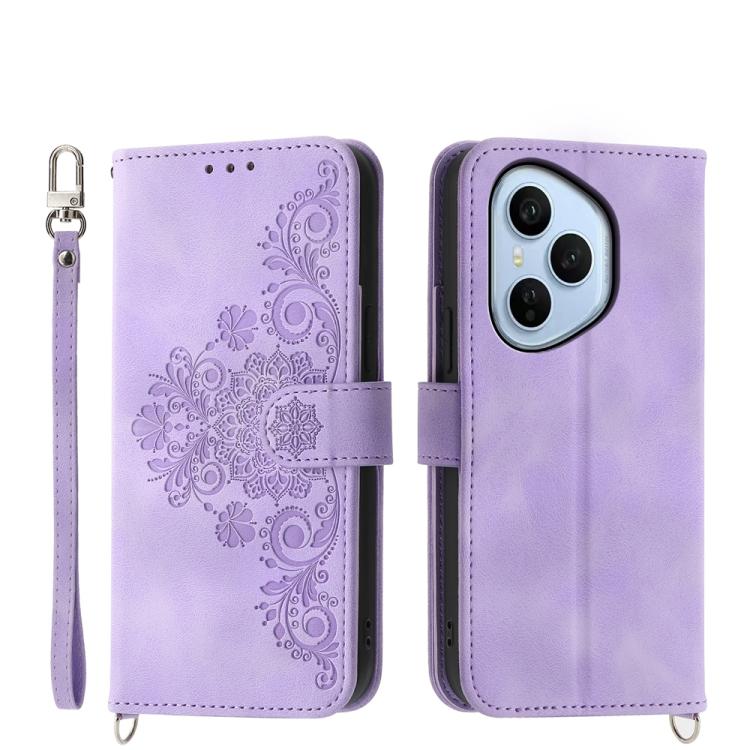 Skin Feel Flowers Embossed Wallet Leather Phone Case, For Honor 600 Global / 600 Pro Global, For Honor X9d 5G / X70 5G, For Honor X6c 4G / X5b / X5b Plus, For Honor 400 Pro Global 160.8mm