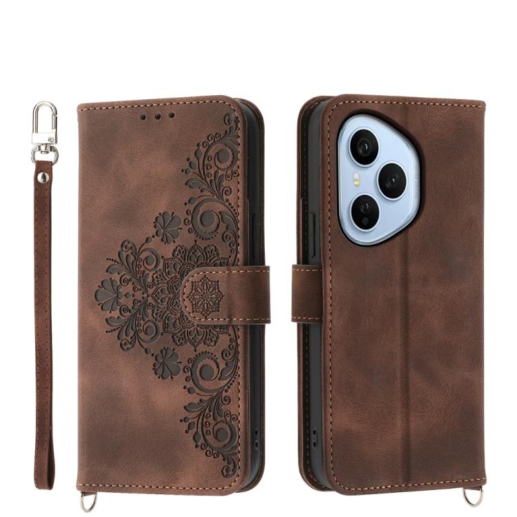Skin Feel Flowers Embossed Wallet Leather Phone Case, For Honor 600 Global / 600 Pro Global, For Honor X9d 5G / X70 5G, For Honor X6c 4G / X5b / X5b Plus, For Honor 400 Pro Global 160.8mm
