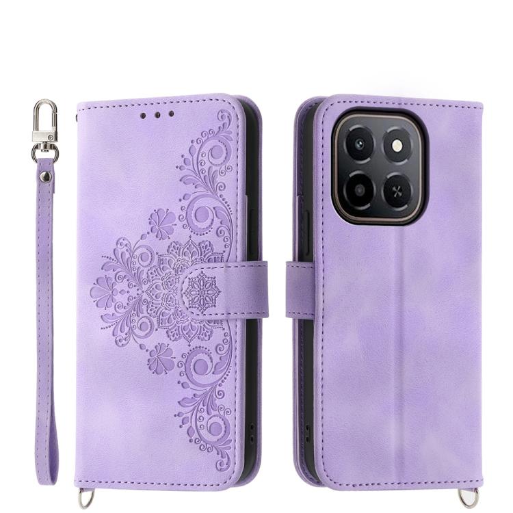 Skin Feel Flowers Embossed Wallet Leather Phone Case, For Honor 600 Global / 600 Pro Global, For Honor X9d 5G / X70 5G, For Honor X6c 4G / X5b / X5b Plus, For Honor 400 Pro Global 160.8mm