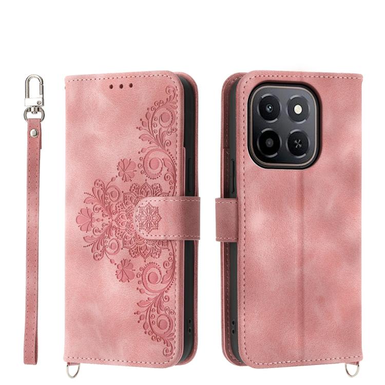 Skin Feel Flowers Embossed Wallet Leather Phone Case, For Honor 600 Global / 600 Pro Global, For Honor X9d 5G / X70 5G, For Honor X6c 4G / X5b / X5b Plus, For Honor 400 Pro Global 160.8mm