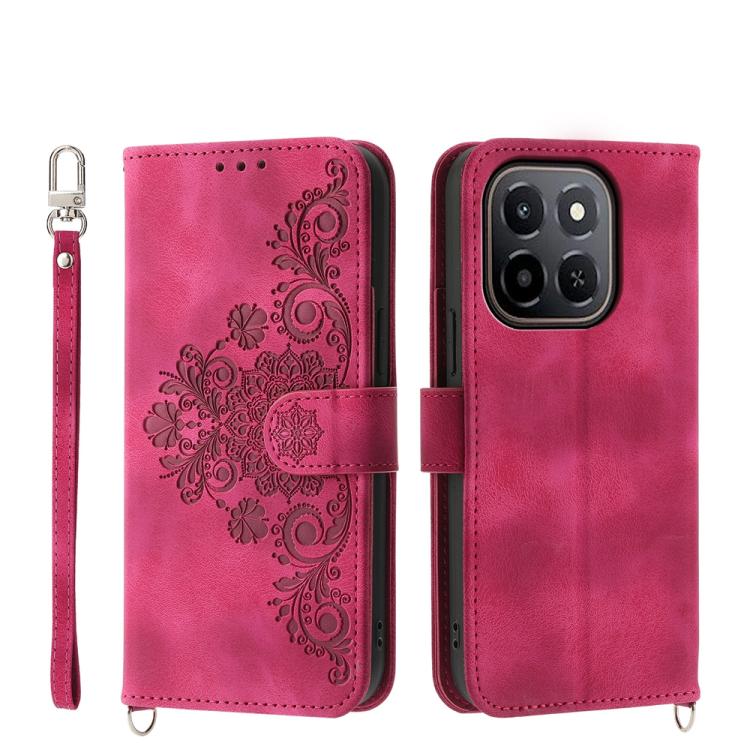 Skin Feel Flowers Embossed Wallet Leather Phone Case, For Honor 600 Global / 600 Pro Global, For Honor X9d 5G / X70 5G, For Honor X6c 4G / X5b / X5b Plus, For Honor 400 Pro Global 160.8mm