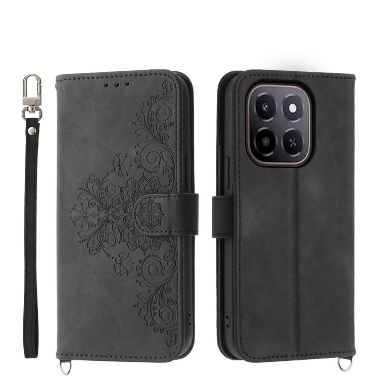 Skin Feel Flowers Embossed Wallet Leather Phone Case, For Honor 600 Global / 600 Pro Global, For Honor X9d 5G / X70 5G, For Honor X6c 4G / X5b / X5b Plus, For Honor 400 Pro Global 160.8mm