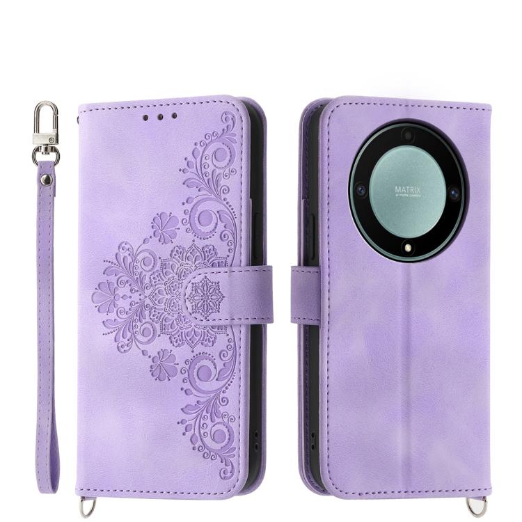 Skin Feel Flowers Embossed Wallet Leather Phone Case, For Honor 600 Global / 600 Pro Global, For Honor X9d 5G / X70 5G, For Honor X6c 4G / X5b / X5b Plus, For Honor 400 Pro Global 160.8mm
