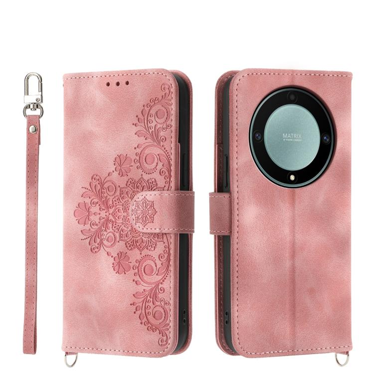 Skin Feel Flowers Embossed Wallet Leather Phone Case, For Honor 600 Global / 600 Pro Global, For Honor X9d 5G / X70 5G, For Honor X6c 4G / X5b / X5b Plus, For Honor 400 Pro Global 160.8mm