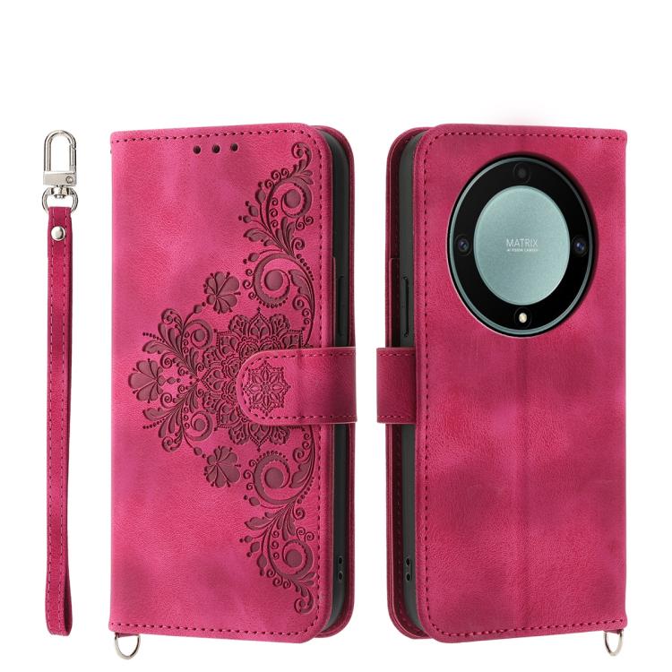 Skin Feel Flowers Embossed Wallet Leather Phone Case, For Honor 600 Global / 600 Pro Global, For Honor X9d 5G / X70 5G, For Honor X6c 4G / X5b / X5b Plus, For Honor 400 Pro Global 160.8mm