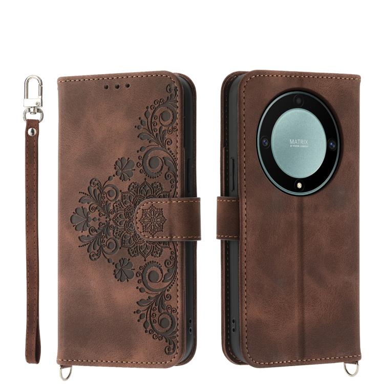 Skin Feel Flowers Embossed Wallet Leather Phone Case, For Honor 600 Global / 600 Pro Global, For Honor X9d 5G / X70 5G, For Honor X6c 4G / X5b / X5b Plus, For Honor 400 Pro Global 160.8mm