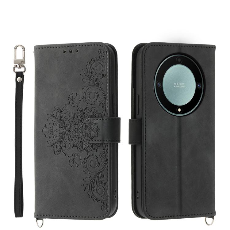 Skin Feel Flowers Embossed Wallet Leather Phone Case, For Honor 600 Global / 600 Pro Global, For Honor X9d 5G / X70 5G, For Honor X6c 4G / X5b / X5b Plus, For Honor 400 Pro Global 160.8mm