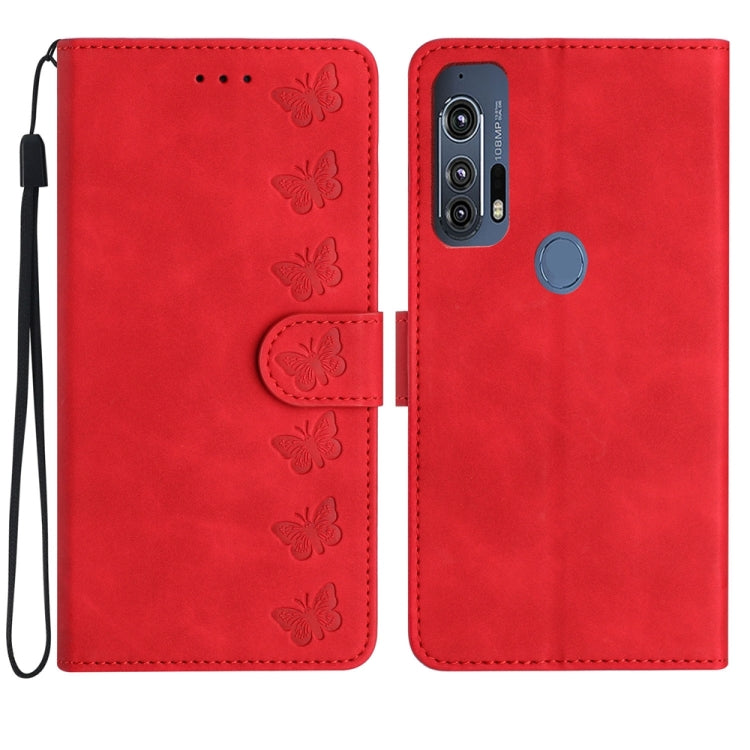 Seven Butterflies Embossed Leather Phone Case, For Motorola Moto G9, For Motorola Moto E 2020, For Motorola Edge+ 2020, For Motorola Moto G8 Play