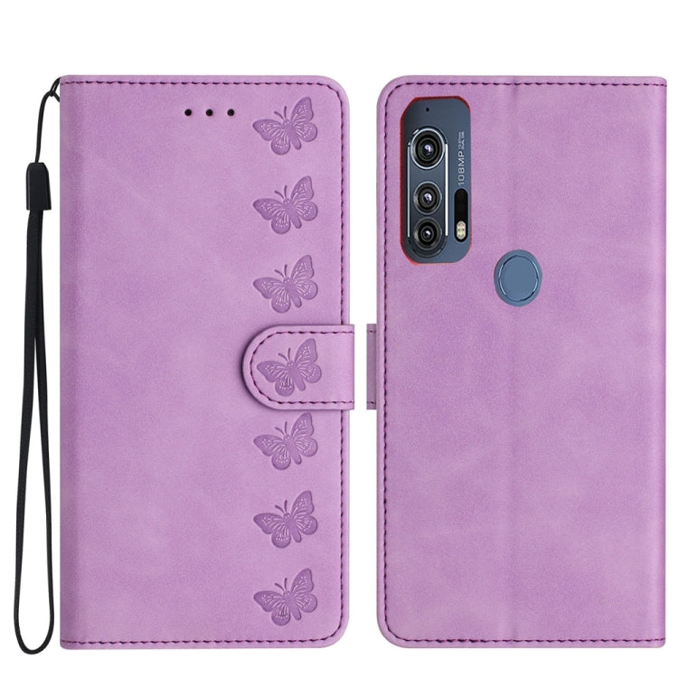 Seven Butterflies Embossed Leather Phone Case, For Motorola Moto G9, For Motorola Moto E 2020, For Motorola Edge+ 2020, For Motorola Moto G8 Play