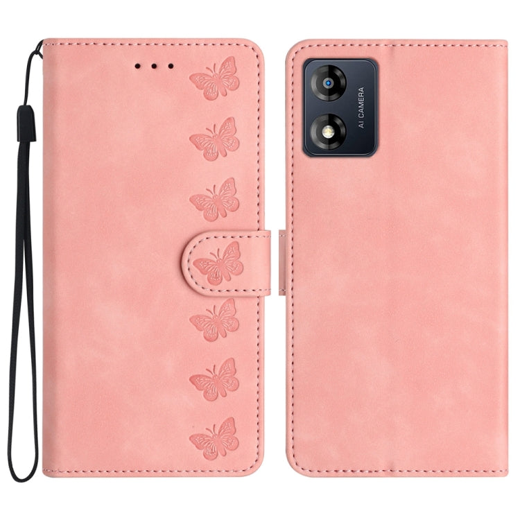 Seven Butterflies Embossed Leather Phone Case, For Motorola Moto G14 4G, For Motorola Edge 40, For Motorola Moto G13, For Motorola Moto E13