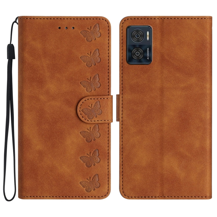 Seven Butterflies Embossed Leather Phone Case, For Motorola Moto G73, For Motorola Moto E22, For Motorola Moto G42, For Motorola Moto G62