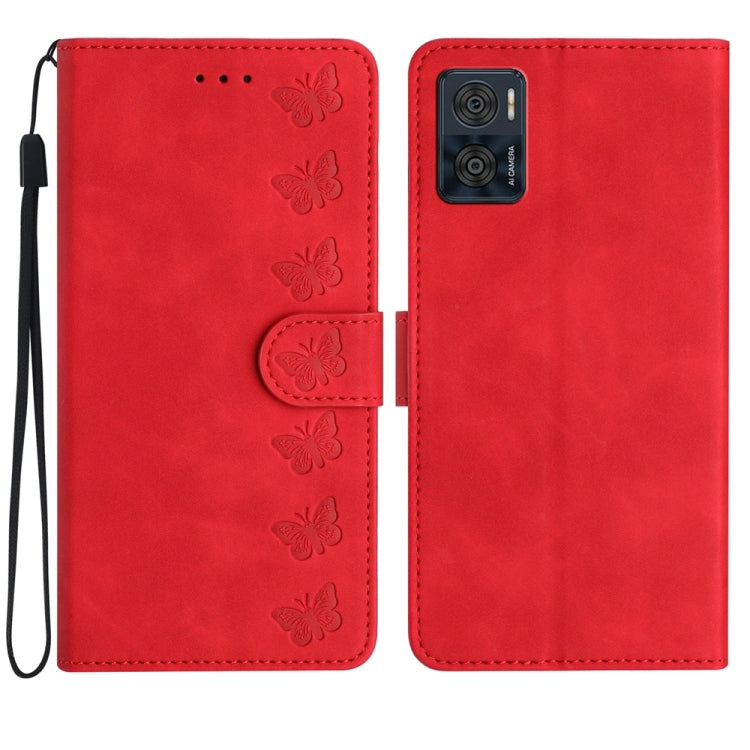 Seven Butterflies Embossed Leather Phone Case, For Motorola Moto G73, For Motorola Moto E22, For Motorola Moto G42, For Motorola Moto G62