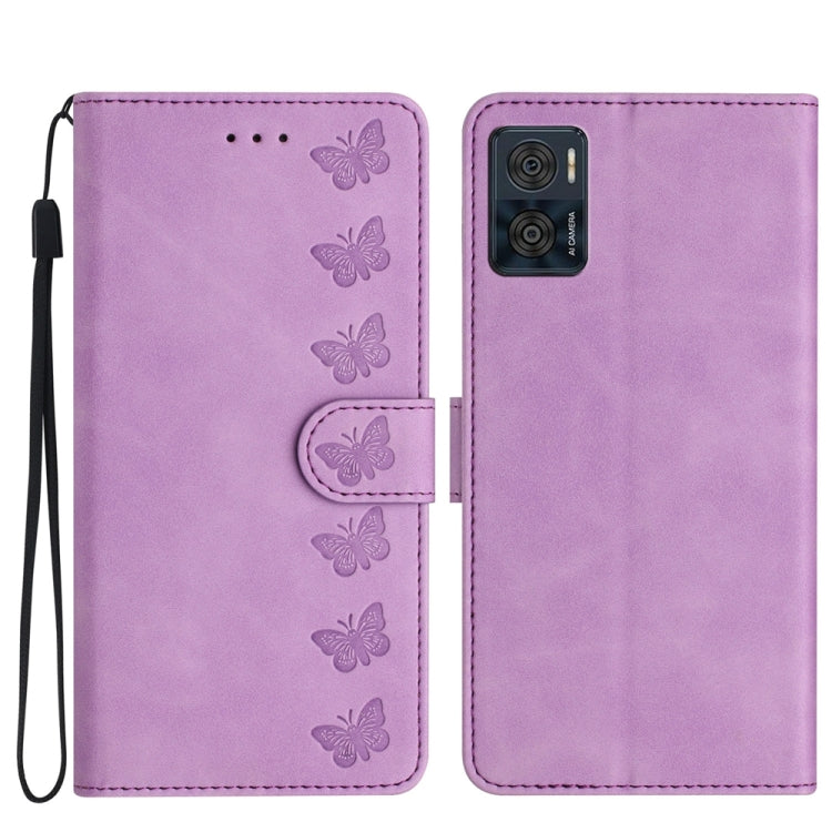 Seven Butterflies Embossed Leather Phone Case, For Motorola Moto G73, For Motorola Moto E22, For Motorola Moto G42, For Motorola Moto G62