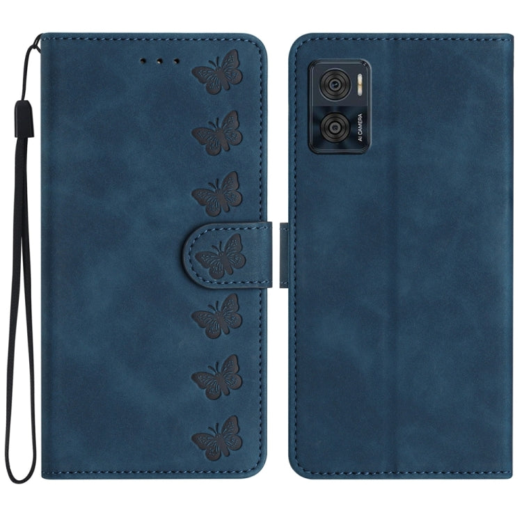 Seven Butterflies Embossed Leather Phone Case, For Motorola Moto G73, For Motorola Moto E22, For Motorola Moto G42, For Motorola Moto G62