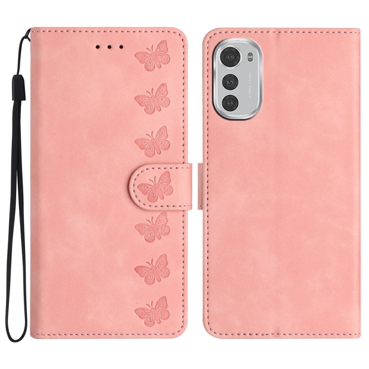 Seven Butterflies Embossed Leather Phone Case, For Motorola Moto E32, For Motorola Moto G52, For Motorola Moto G22, For Motorola Moto E20