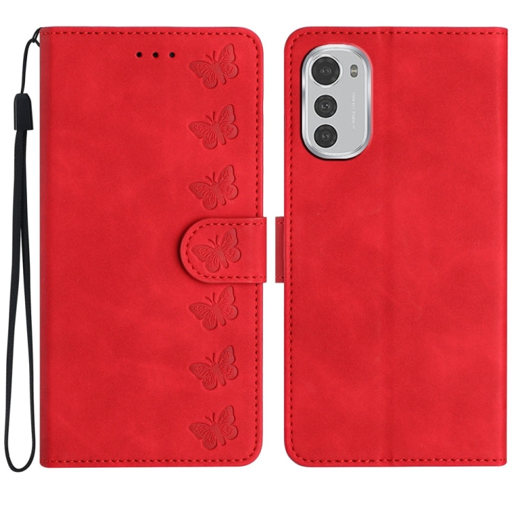 Seven Butterflies Embossed Leather Phone Case, For Motorola Moto E32, For Motorola Moto G52, For Motorola Moto G22, For Motorola Moto E20