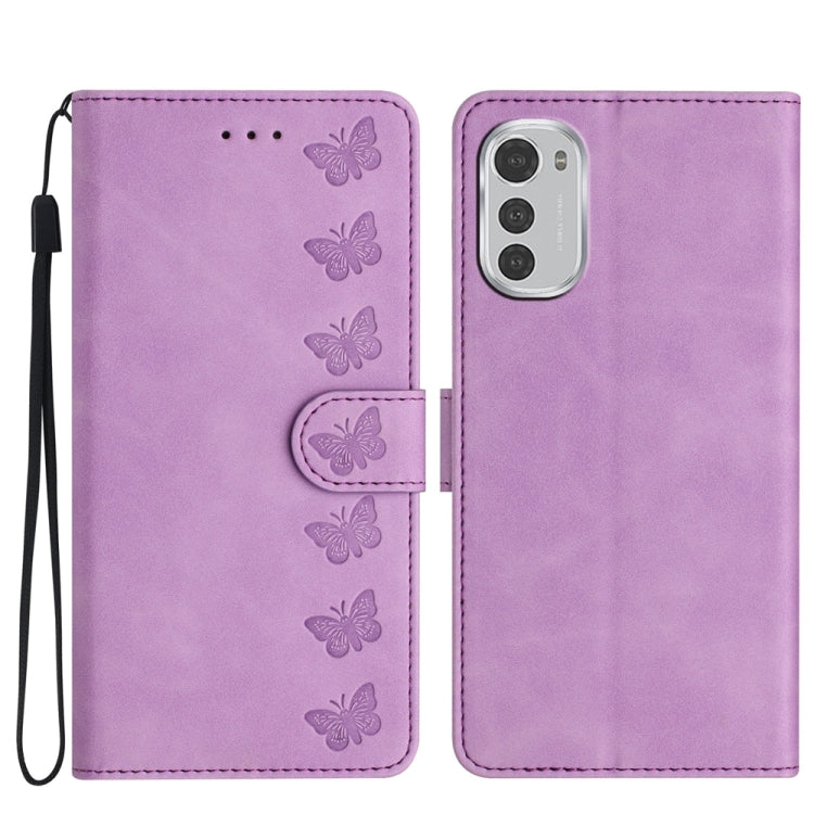 Seven Butterflies Embossed Leather Phone Case, For Motorola Moto E32, For Motorola Moto G52, For Motorola Moto G22, For Motorola Moto E20