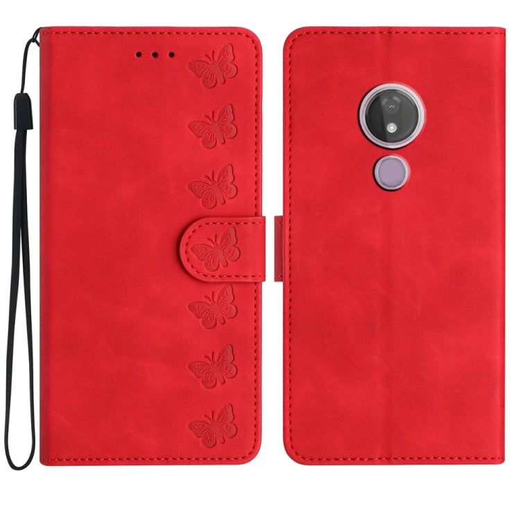Seven Butterflies Embossed Leather Phone Case, For Motorola One Action, For Motorola Moto E6 Play, For Motorola Moto G7 Power