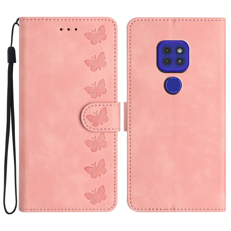 Seven Butterflies Embossed Leather Phone Case, For Motorola Moto G9, For Motorola Moto E 2020, For Motorola Edge+ 2020, For Motorola Moto G8 Play