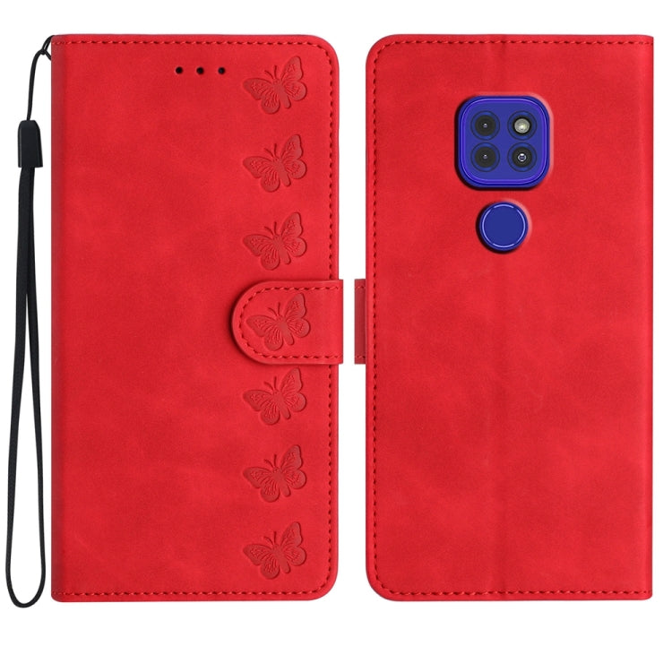 Seven Butterflies Embossed Leather Phone Case, For Motorola Moto G9, For Motorola Moto E 2020, For Motorola Edge+ 2020, For Motorola Moto G8 Play