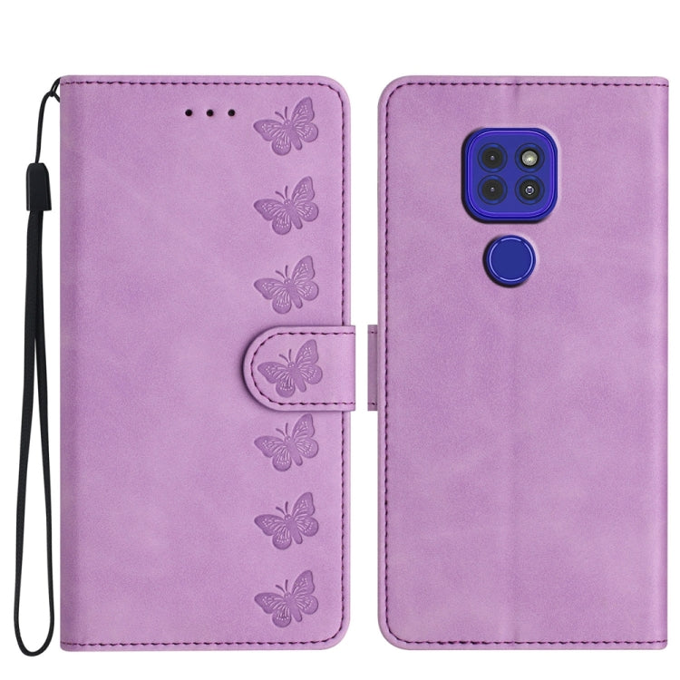 Seven Butterflies Embossed Leather Phone Case, For Motorola Moto G9, For Motorola Moto E 2020, For Motorola Edge+ 2020, For Motorola Moto G8 Play