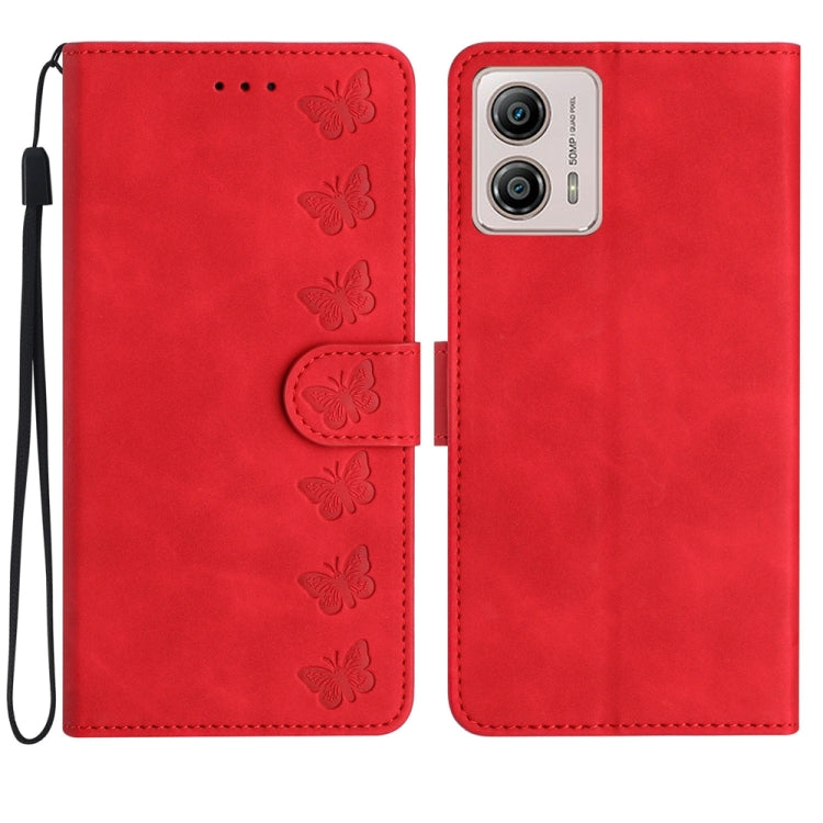 Seven Butterflies Embossed Leather Phone Case, For Motorola Moto G14 4G, For Motorola Edge 40, For Motorola Moto G13, For Motorola Moto E13