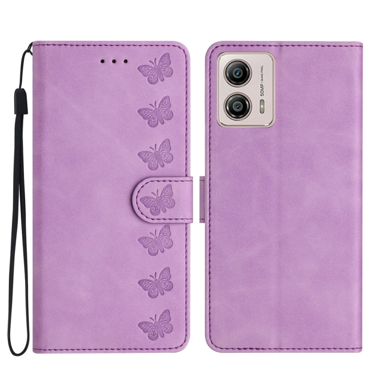 Seven Butterflies Embossed Leather Phone Case, For Motorola Moto G14 4G, For Motorola Edge 40, For Motorola Moto G13, For Motorola Moto E13