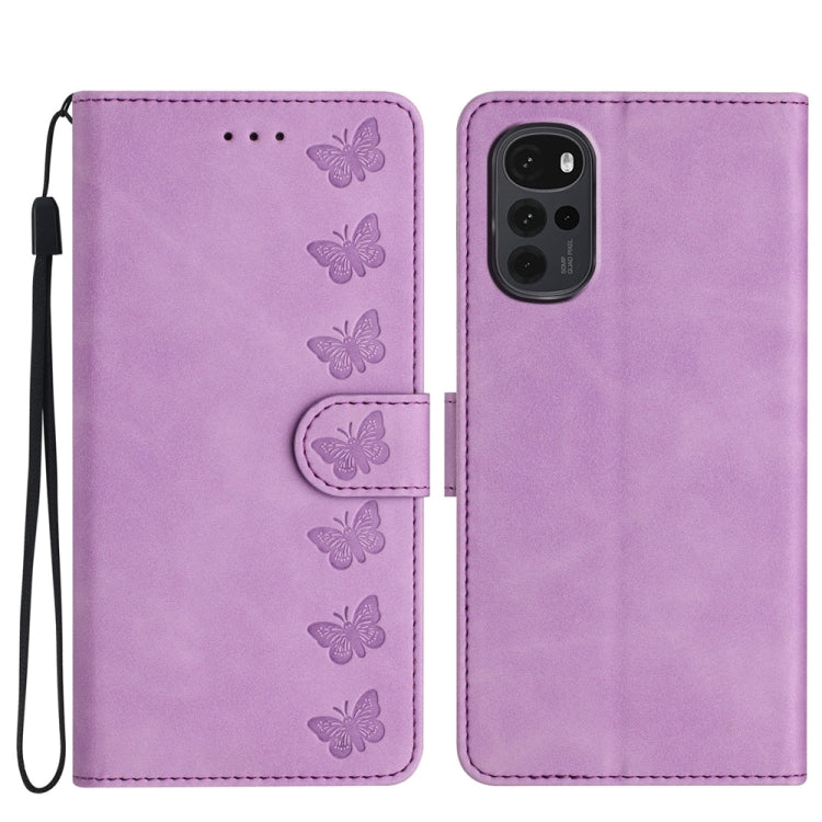 Seven Butterflies Embossed Leather Phone Case, For Motorola Moto E32, For Motorola Moto G52, For Motorola Moto G22, For Motorola Moto E20