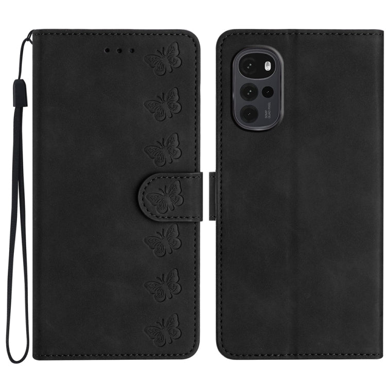Seven Butterflies Embossed Leather Phone Case, For Motorola Moto E32, For Motorola Moto G52, For Motorola Moto G22, For Motorola Moto E20