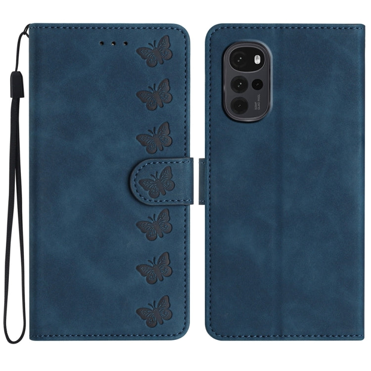 Seven Butterflies Embossed Leather Phone Case, For Motorola Moto E32, For Motorola Moto G52, For Motorola Moto G22, For Motorola Moto E20