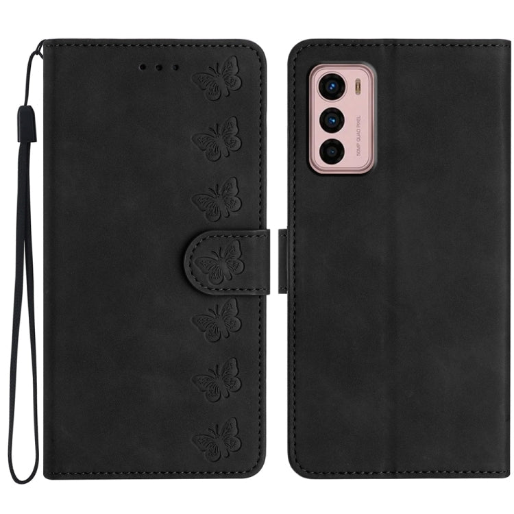 Seven Butterflies Embossed Leather Phone Case, For Motorola Moto G73, For Motorola Moto E22, For Motorola Moto G42, For Motorola Moto G62