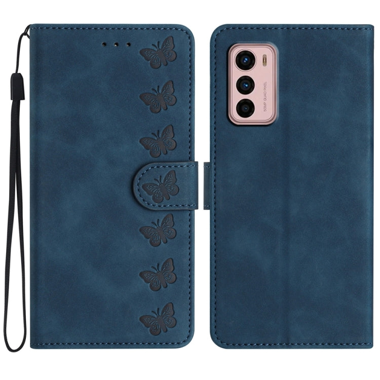 Seven Butterflies Embossed Leather Phone Case, For Motorola Moto G73, For Motorola Moto E22, For Motorola Moto G42, For Motorola Moto G62