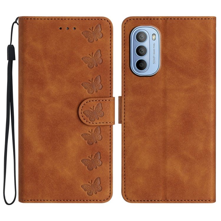 Seven Butterflies Embossed Leather Phone Case, For Motorola Moto E32, For Motorola Moto G52, For Motorola Moto G22, For Motorola Moto E20