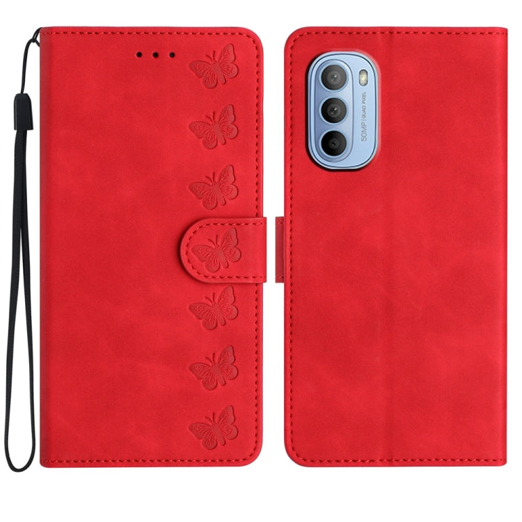 Seven Butterflies Embossed Leather Phone Case, For Motorola Moto E32, For Motorola Moto G52, For Motorola Moto G22, For Motorola Moto E20