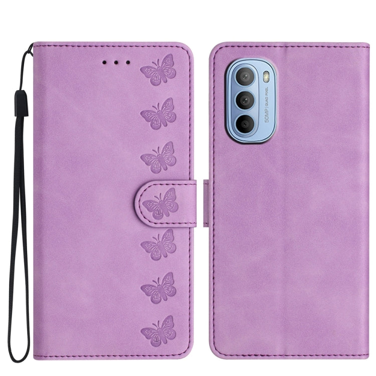 Seven Butterflies Embossed Leather Phone Case, For Motorola Moto E32, For Motorola Moto G52, For Motorola Moto G22, For Motorola Moto E20