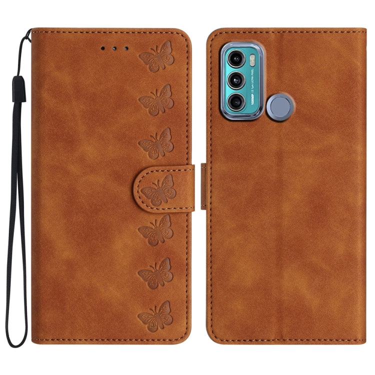 Seven Butterflies Embossed Leather Phone Case, For Motorola Moto G31, For Motorola Moto G60, For Motorola Moto G10, For Motorola Moto G50