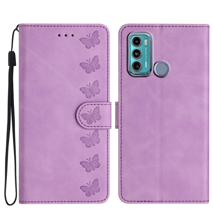 Seven Butterflies Embossed Leather Phone Case, For Motorola Moto G31, For Motorola Moto G60, For Motorola Moto G10, For Motorola Moto G50