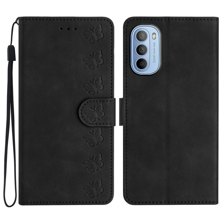 Seven Butterflies Embossed Leather Phone Case, For Motorola Moto G73, For Motorola Moto E22, For Motorola Moto G42, For Motorola Moto G62