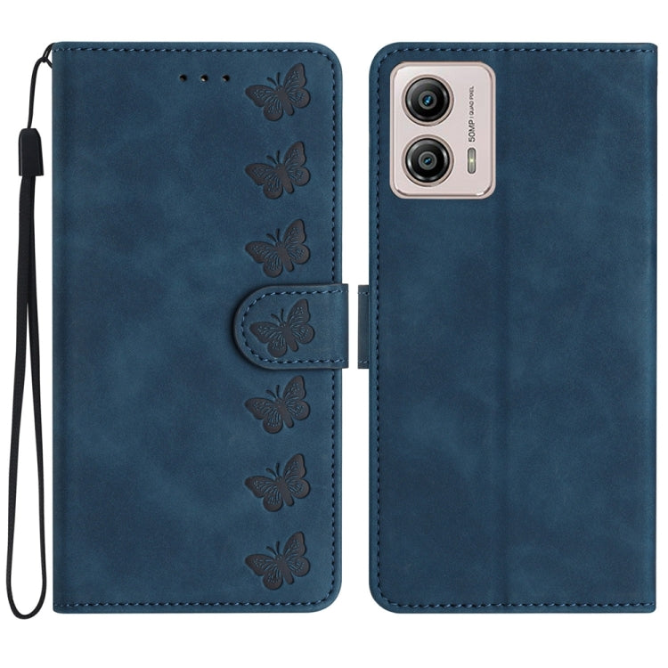 Seven Butterflies Embossed Leather Phone Case, For Motorola Moto G73, For Motorola Moto E22, For Motorola Moto G42, For Motorola Moto G62