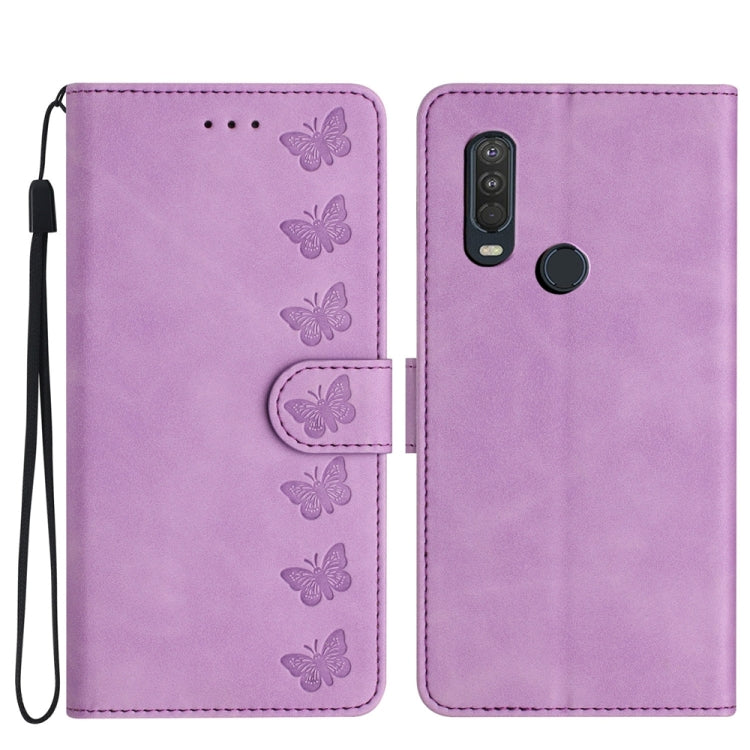 Seven Butterflies Embossed Leather Phone Case, For Motorola One Action, For Motorola Moto E6 Play, For Motorola Moto G7 Power