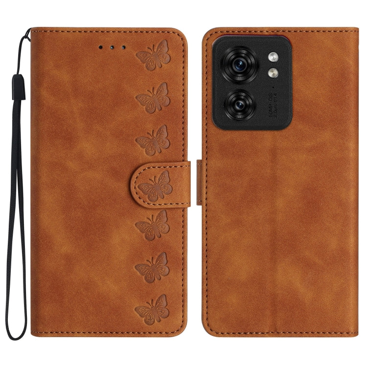 Seven Butterflies Embossed Leather Phone Case, For Motorola Moto G14 4G, For Motorola Edge 40, For Motorola Moto G13, For Motorola Moto E13