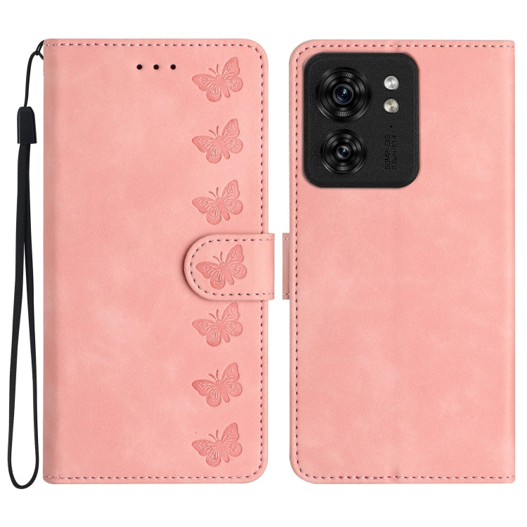 Seven Butterflies Embossed Leather Phone Case, For Motorola Moto G14 4G, For Motorola Edge 40, For Motorola Moto G13, For Motorola Moto E13