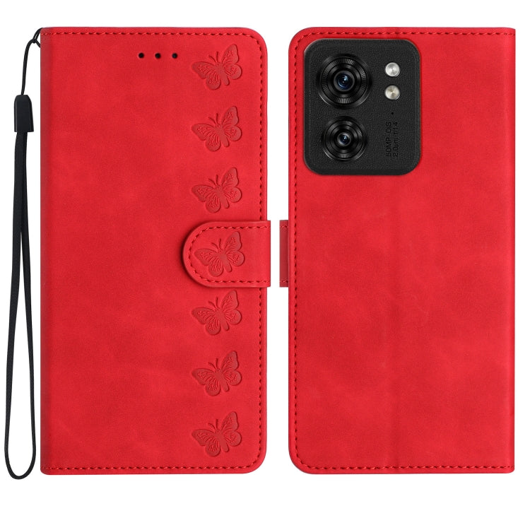 Seven Butterflies Embossed Leather Phone Case, For Motorola Moto G14 4G, For Motorola Edge 40, For Motorola Moto G13, For Motorola Moto E13