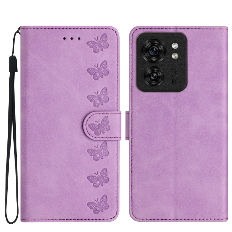 Seven Butterflies Embossed Leather Phone Case, For Motorola Moto G14 4G, For Motorola Edge 40, For Motorola Moto G13, For Motorola Moto E13
