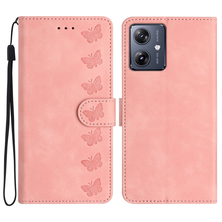 Seven Butterflies Embossed Leather Phone Case, For Motorola Moto G14 4G, For Motorola Edge 40, For Motorola Moto G13, For Motorola Moto E13