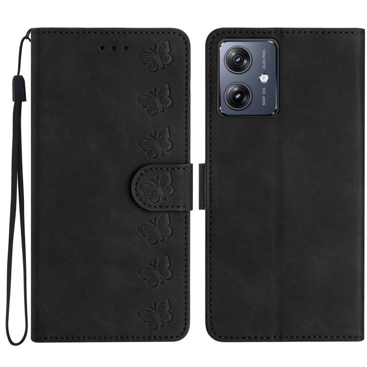 Seven Butterflies Embossed Leather Phone Case, For Motorola Moto G14 4G, For Motorola Edge 40, For Motorola Moto G13, For Motorola Moto E13