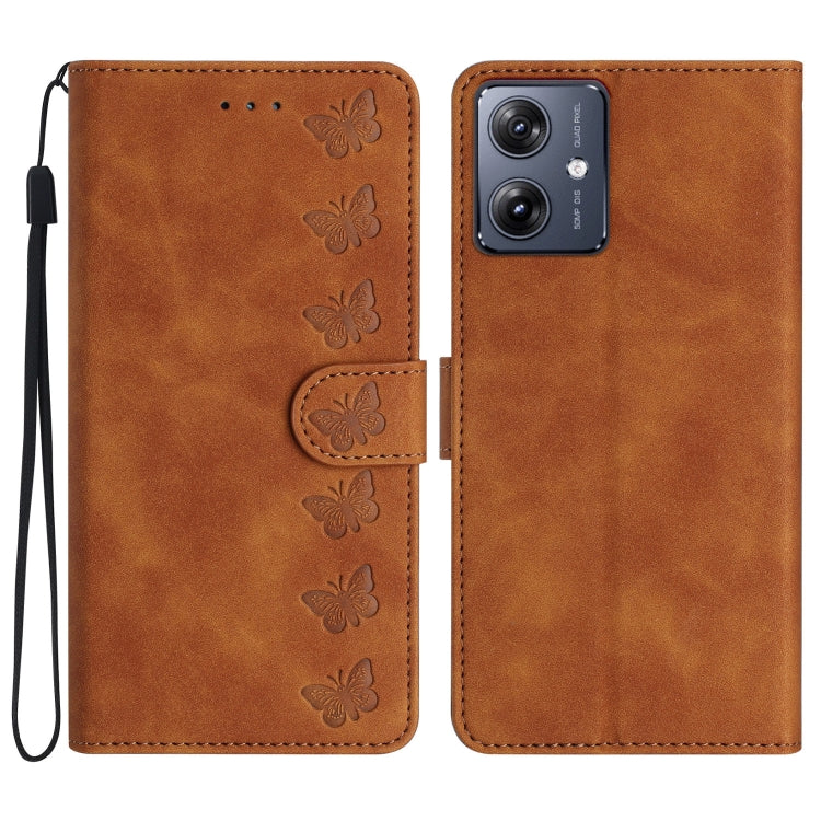 Seven Butterflies Embossed Leather Phone Case, For Motorola Edge 50 Pro, For Motorola Edge 50 Fusion, For Motorola Moto G84 5G, For Motorola Moto G54 5G