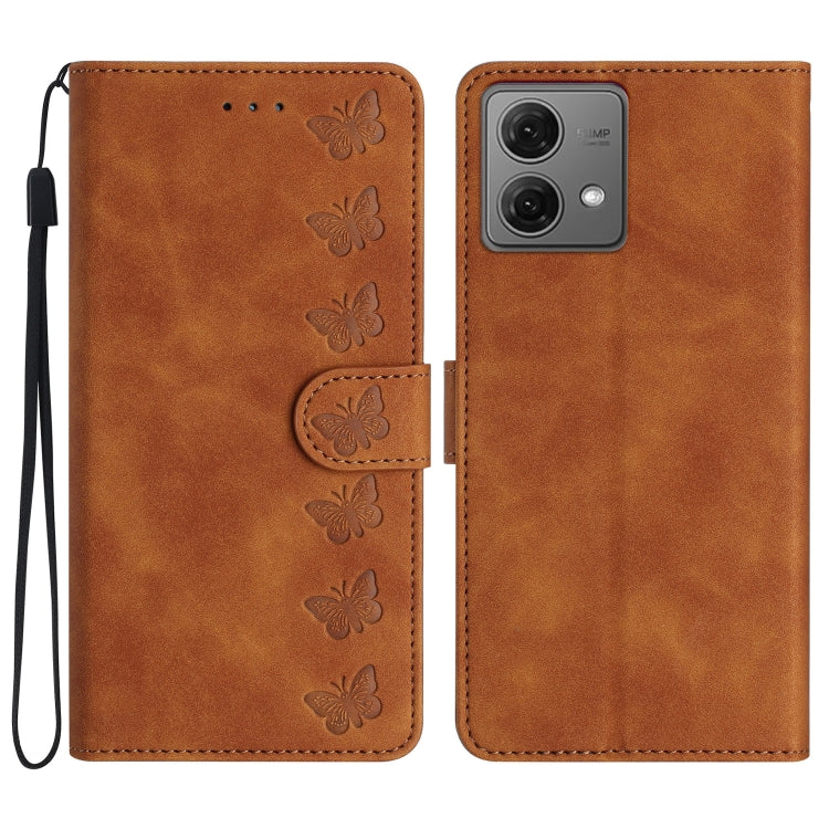 Seven Butterflies Embossed Leather Phone Case, For Motorola Edge 50 Pro, For Motorola Edge 50 Fusion, For Motorola Moto G84 5G, For Motorola Moto G54 5G