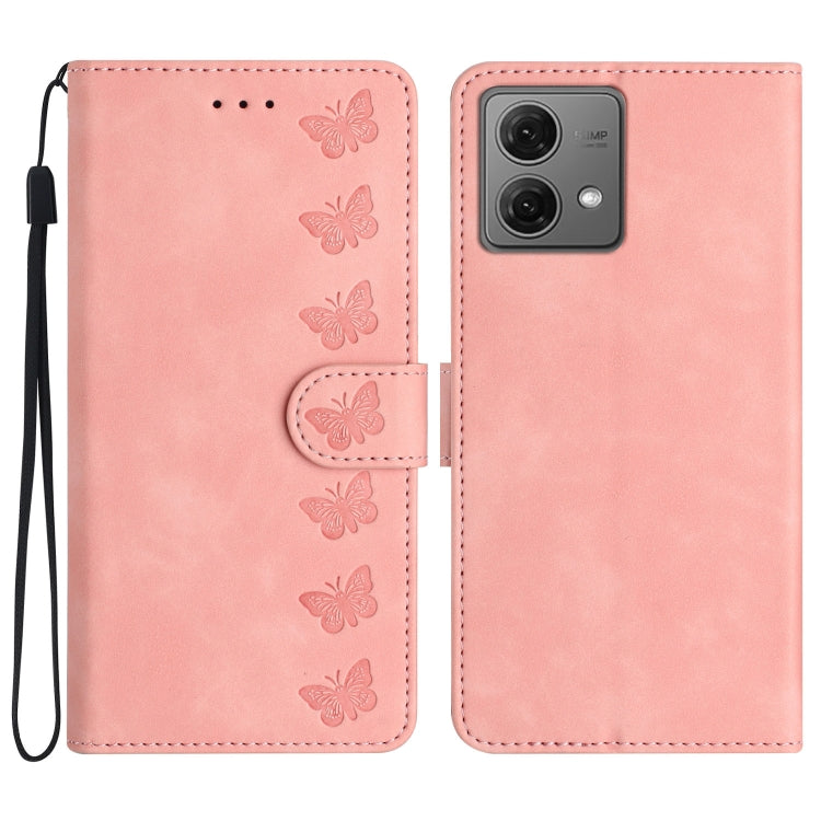 Seven Butterflies Embossed Leather Phone Case, For Motorola Edge 50 Pro, For Motorola Edge 50 Fusion, For Motorola Moto G84 5G, For Motorola Moto G54 5G